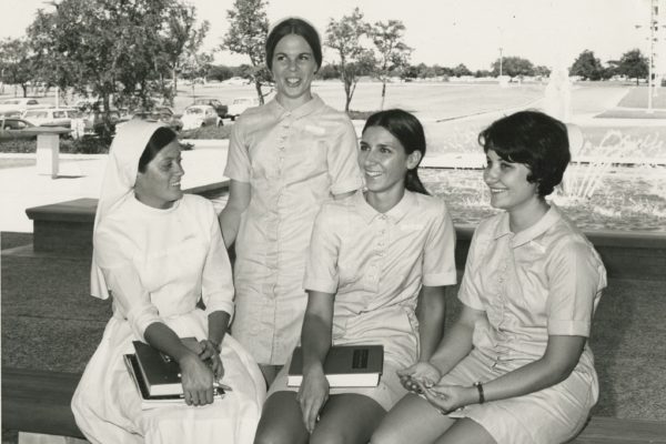Nursing students pose for a photo.