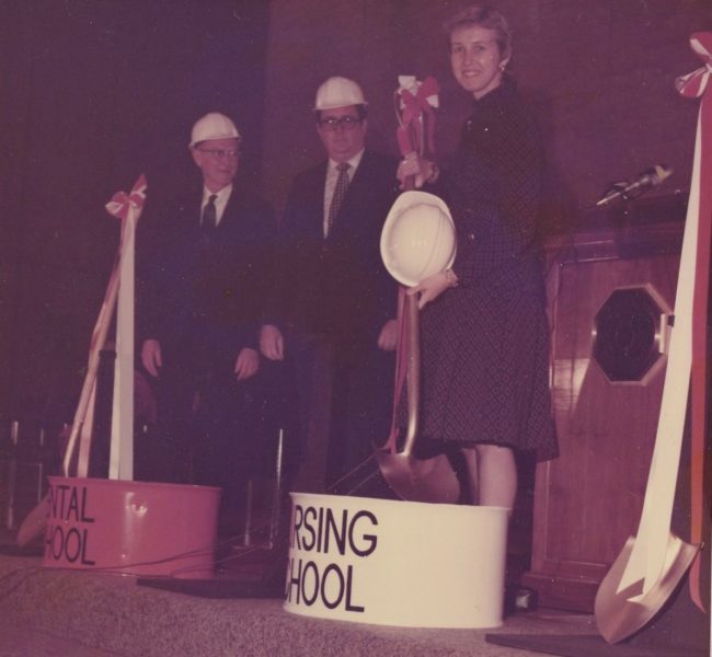 Dean Margretta Styles, Ed.D., RN at the  groundbreaking ceremony that was held for a permanent nursing school building.