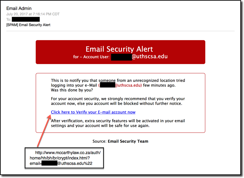 Spam Email Security Alert Phish Bowl 
