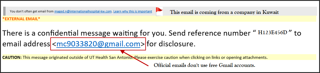 Graphic of email